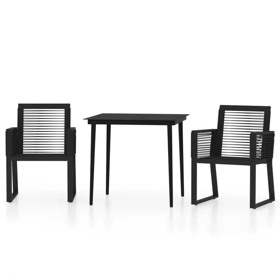 Ensemble à manger de jardin 3 pcs Noir - 2