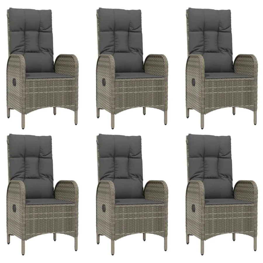 Ensemble à manger de jardin 9 pcs coussins gris résine tressée - 4