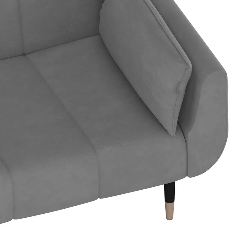Canapé-lit à 2 places avec deux oreillers Gris clair Velours - 10
