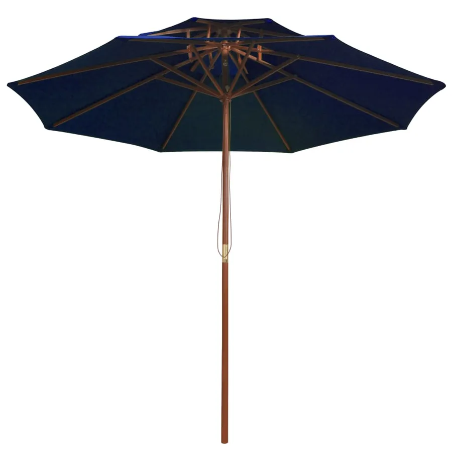 Parasol à deux étages avec mât en bois bleu 270 cm - 2