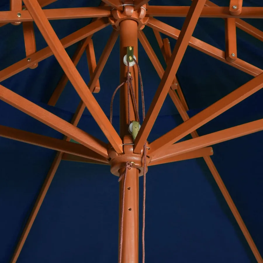Parasol à deux étages avec mât en bois bleu 270 cm - 5
