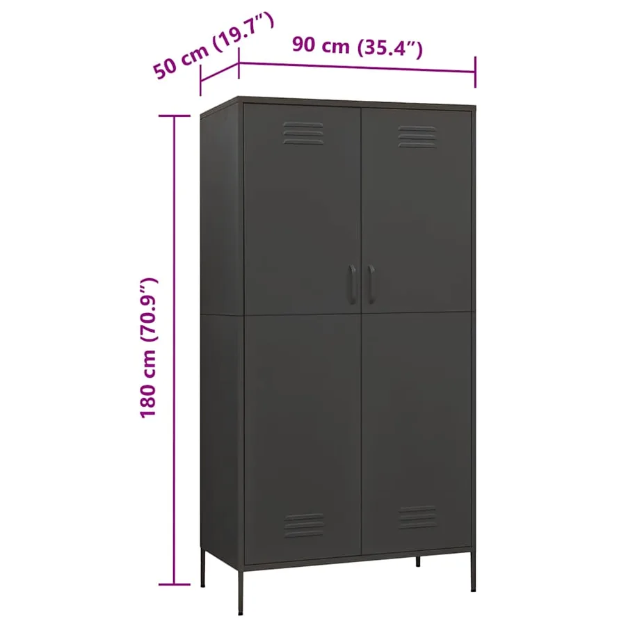 Garde-robe Anthracite 90x50x180 cm Acier - 10