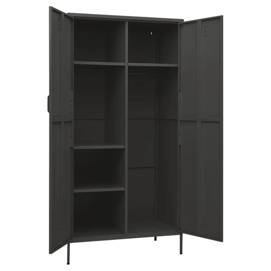 Garde-robe Anthracite 90x50x180 cm Acier - 6