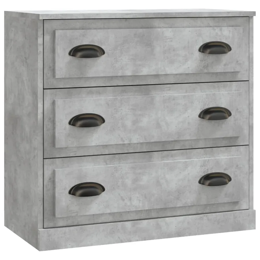 Buffets 2 pcs gris béton bois d'ingénierie - 3