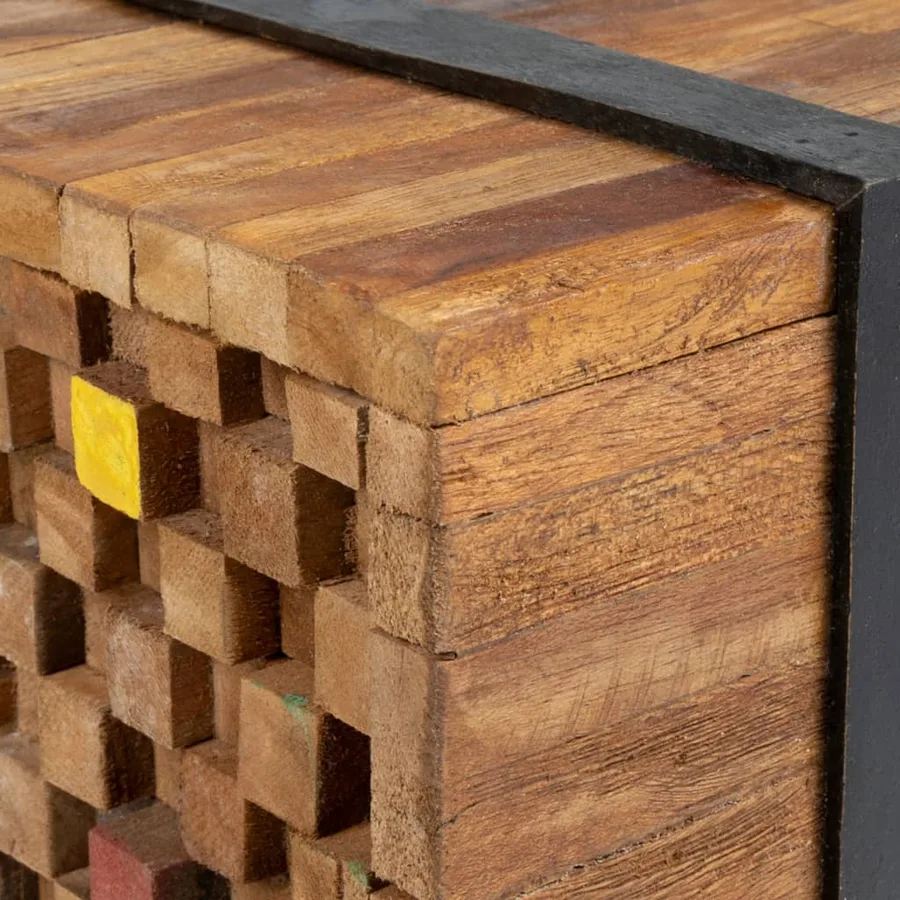 Meuble TV 110x30x32,5 cm Bois de teck massif - 6
