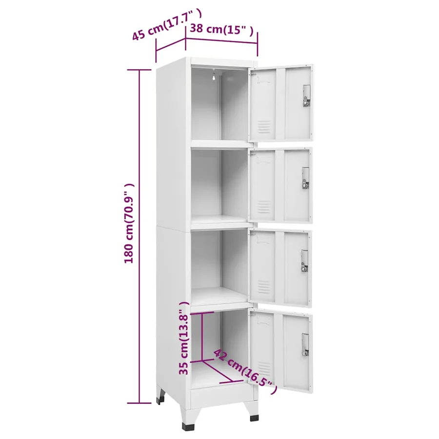 Armoire à casier avec 4 compartiments 38x45x180 cm - 9