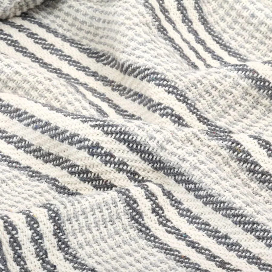 Couverture coton à rayures 160x210 cm Gris et Blanc - 5