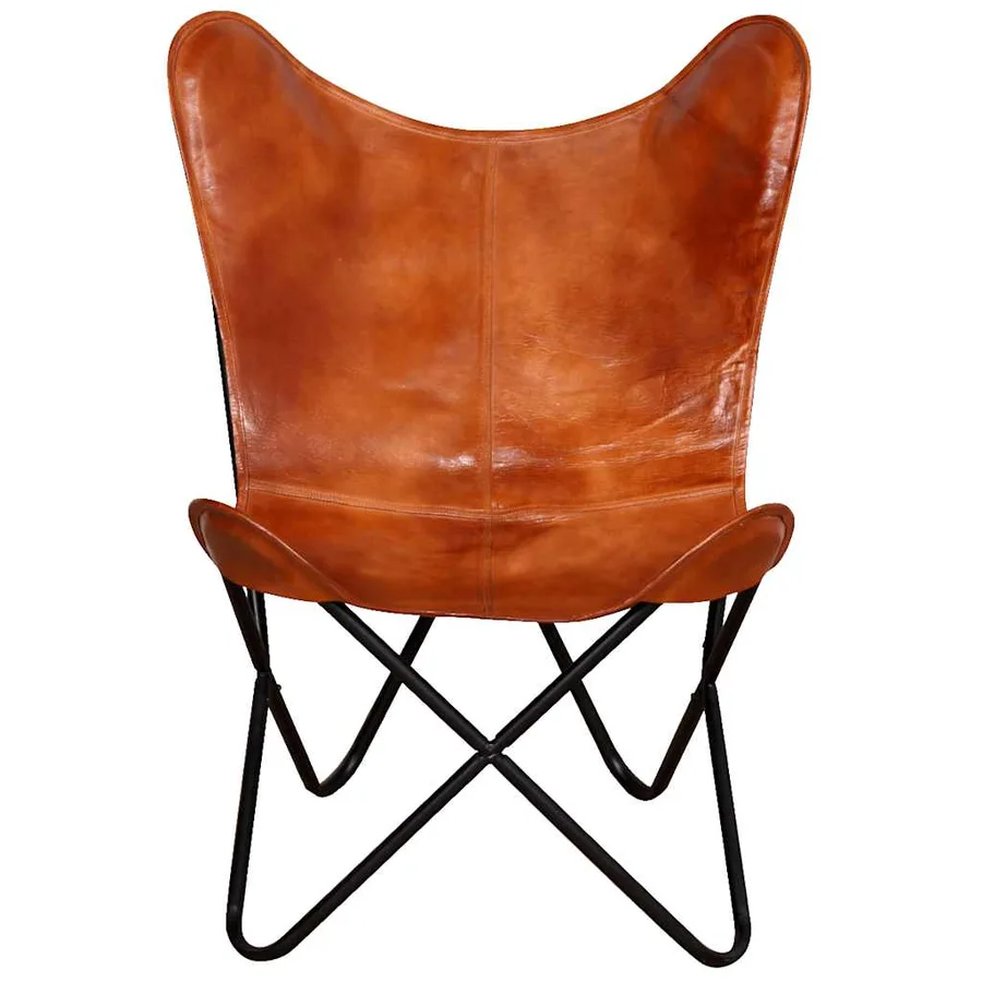 Chaise papillon Marron Cuir véritable - 4
