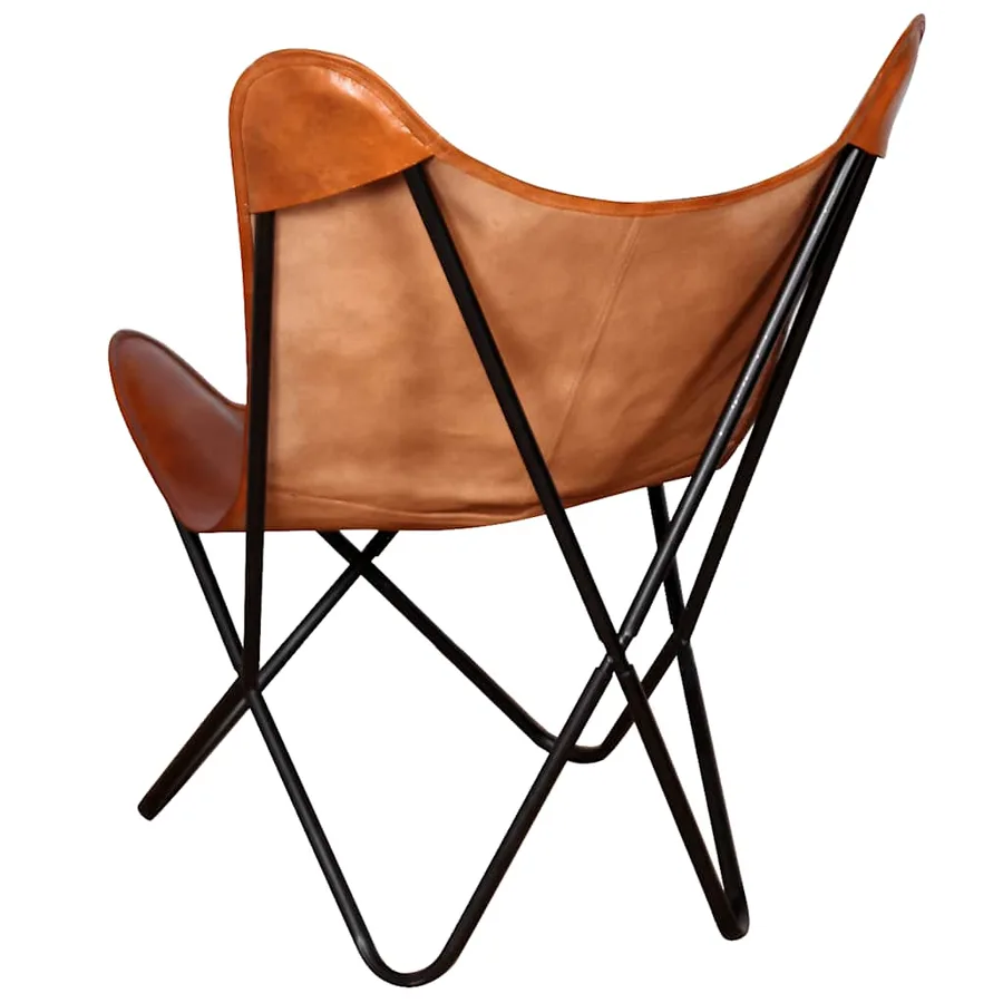 Chaise papillon Marron Cuir véritable - 5
