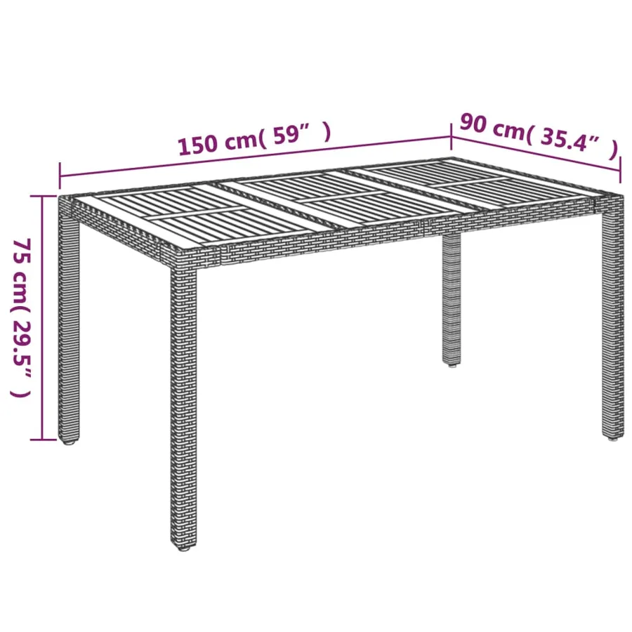 Ensemble à manger jardin et coussins 7 pcs gris rotin - 11