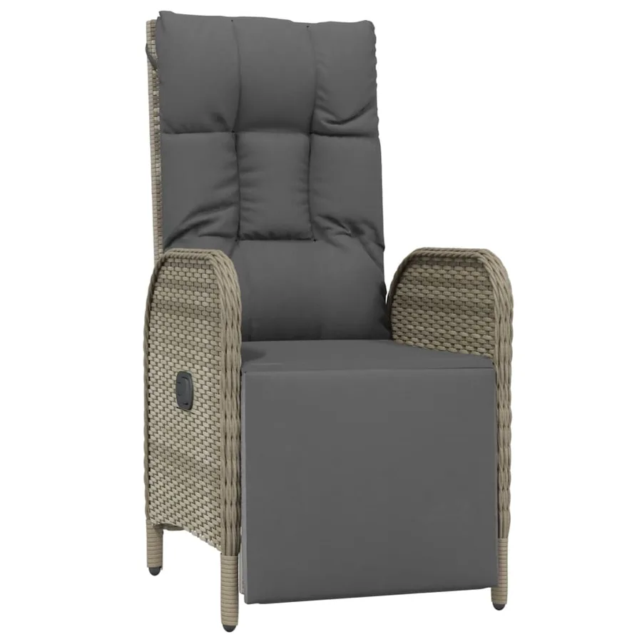 Ensemble à manger jardin et coussins 7 pcs gris rotin - 5