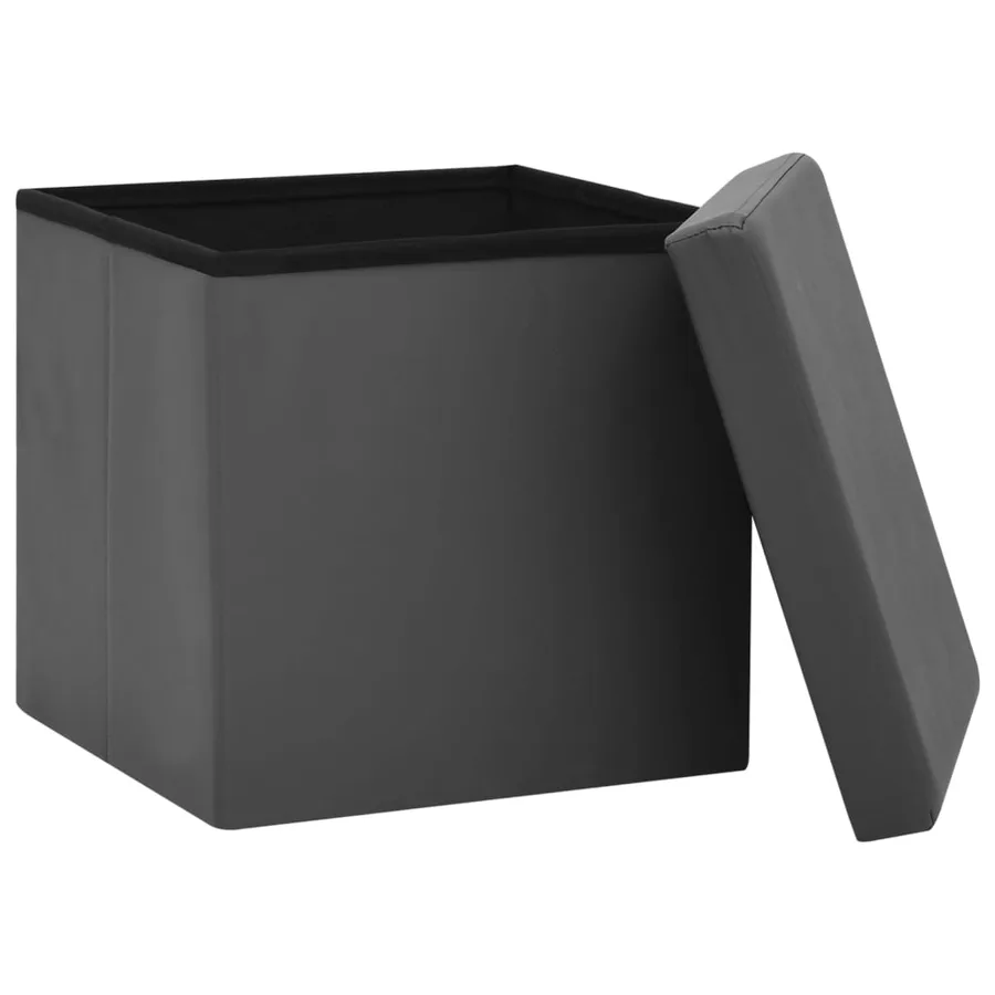 Tabouret de rangement pliable Gris PVC - 4