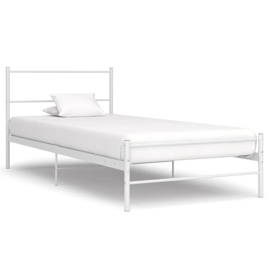Cadre de lit sans matelas blanc métal 100x200 cm