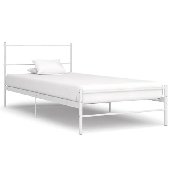 Cadre de lit sans matelas blanc métal 100x200 cm