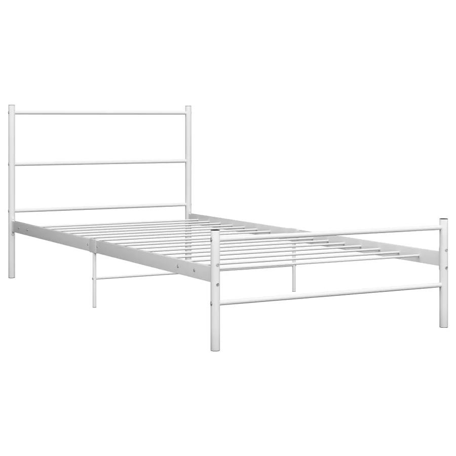 Cadre de lit sans matelas blanc métal 100x200 cm - 2