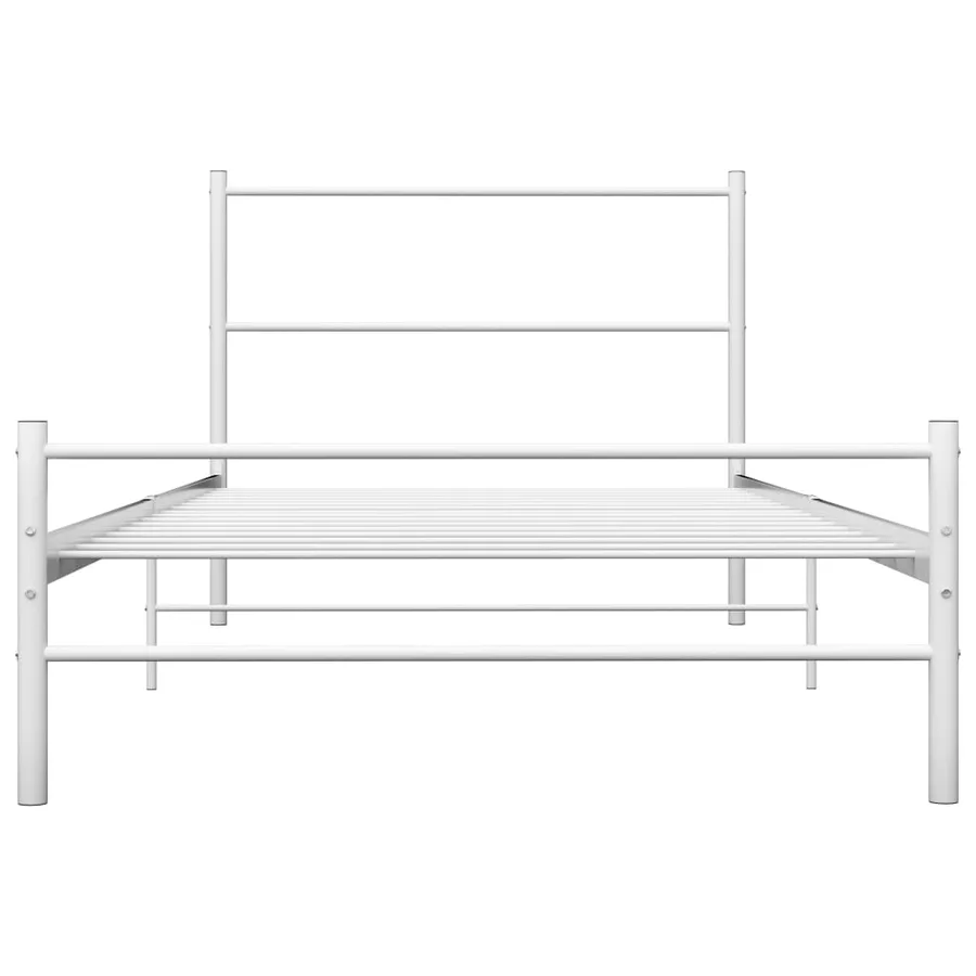 Cadre de lit sans matelas blanc métal 100x200 cm - 3