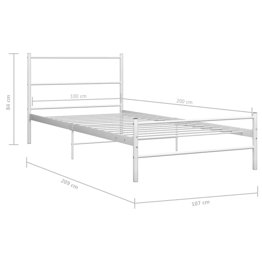 Cadre de lit sans matelas blanc métal 100x200 cm - 7