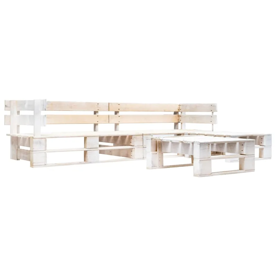 Salon de jardin palette 4 pcs Bois Blanc