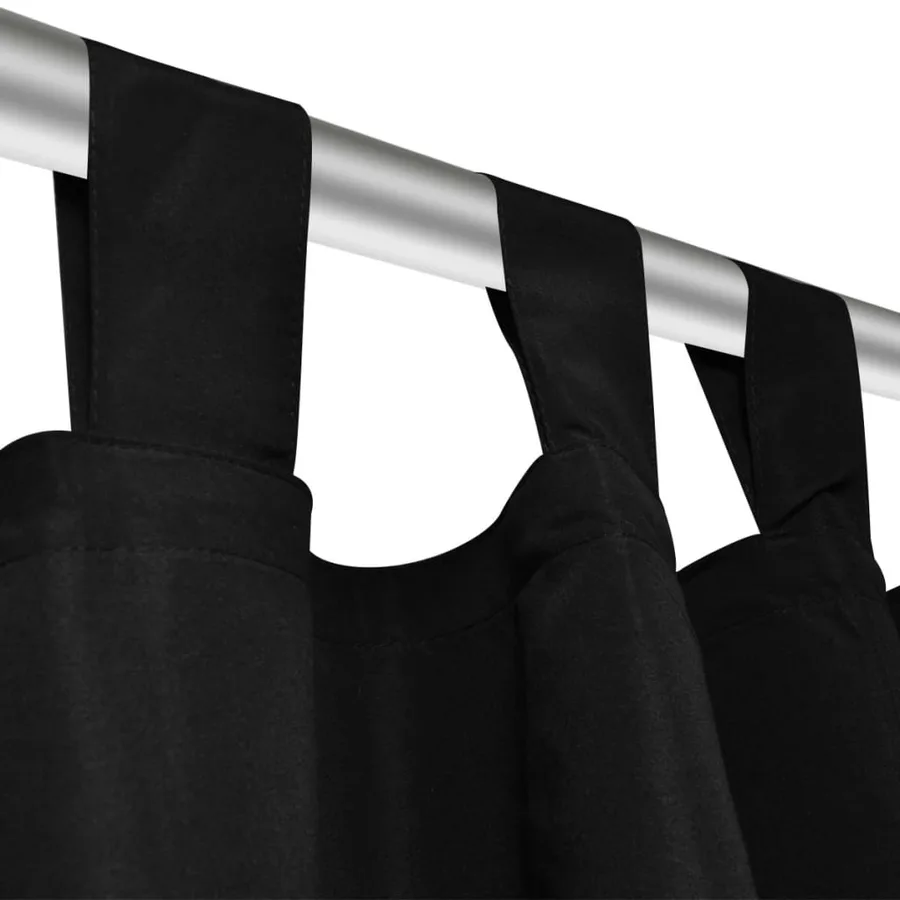 2 pcs Rideau à Passant Micro Satin Noir 140 x 175 cm - 4