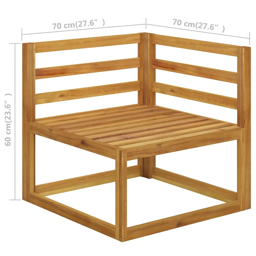 Salon de jardin 5 pcs avec coussin Crème Bois d'acacia solide - 10