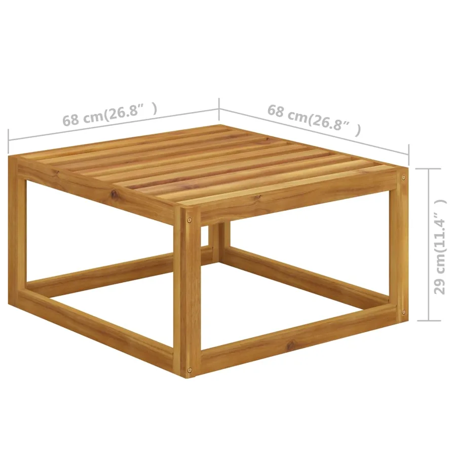 Salon de jardin 5 pcs avec coussin Crème Bois d'acacia solide - 12