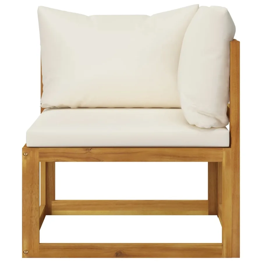 Salon de jardin 5 pcs avec coussin Crème Bois d'acacia solide - 5
