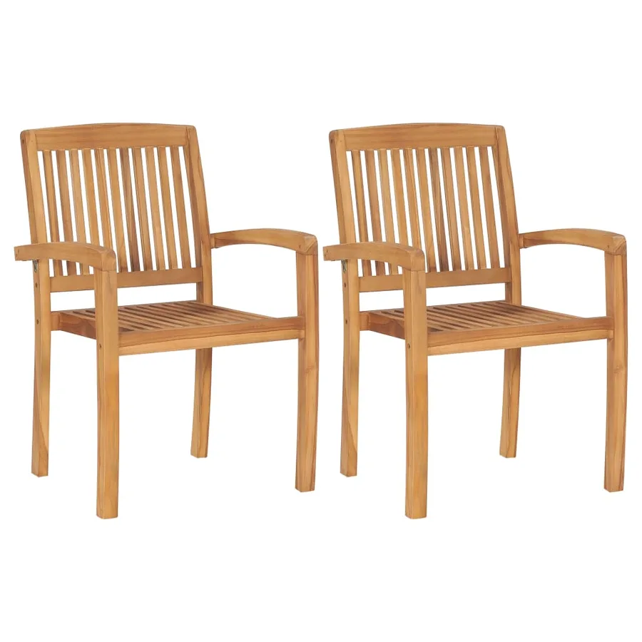 Chaises de jardin lot de 2 et coussins blanc crème Bois de teck - 3