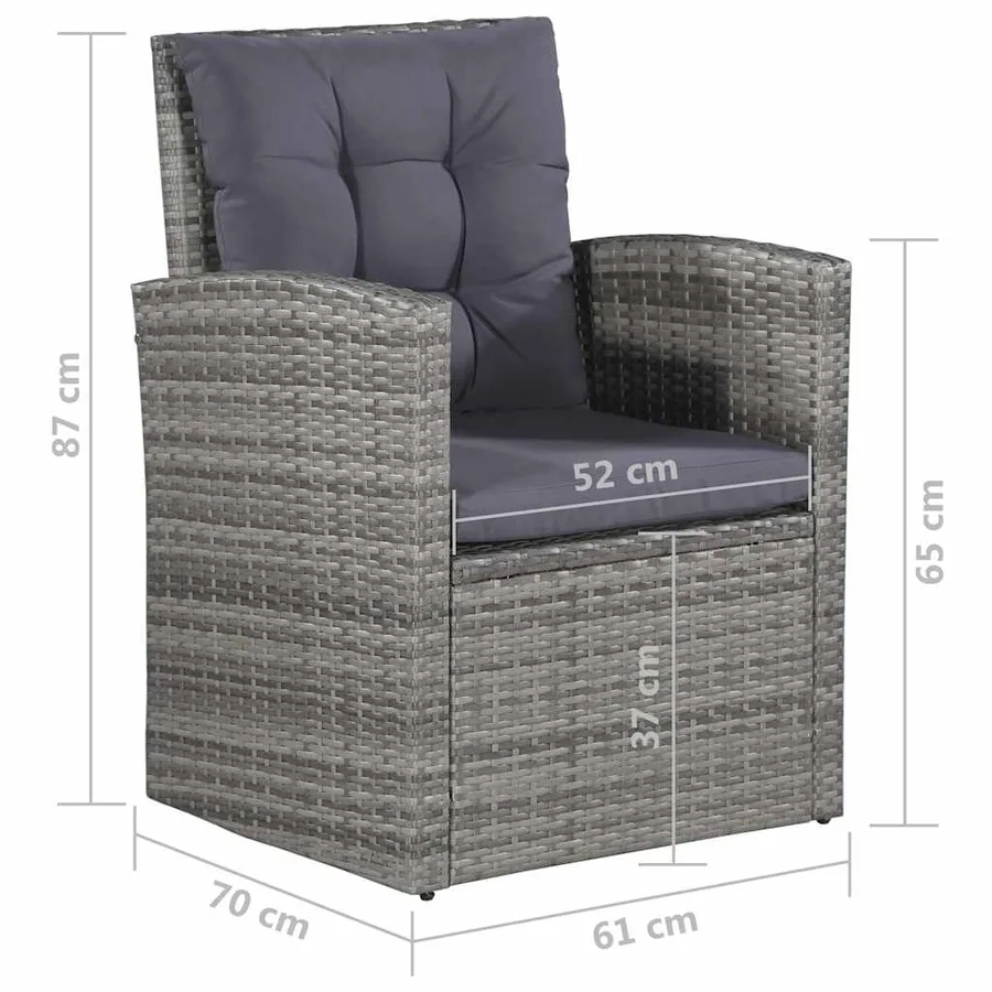 Salon de jardin 6 pcs avec coussins résine tressée gris - 11