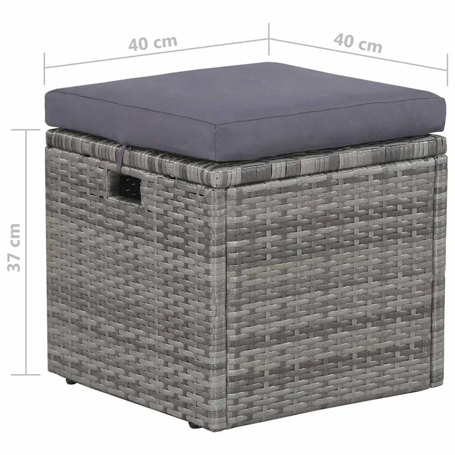 Salon de jardin 6 pcs avec coussins résine tressée gris - 12