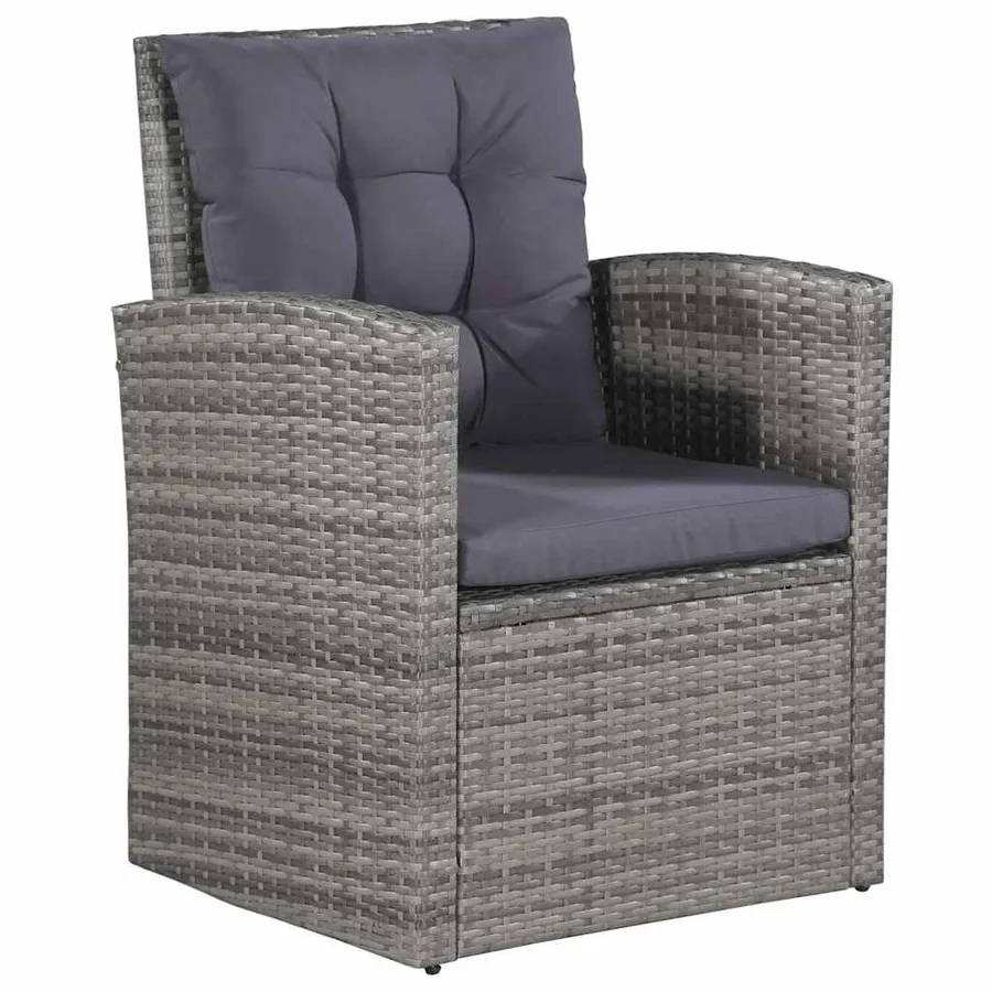 Salon de jardin 6 pcs avec coussins résine tressée gris - 4