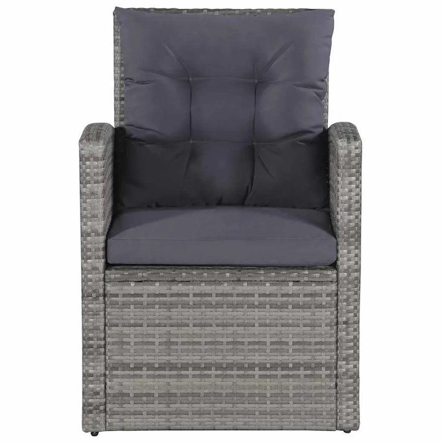 Salon de jardin 6 pcs avec coussins résine tressée gris - 5