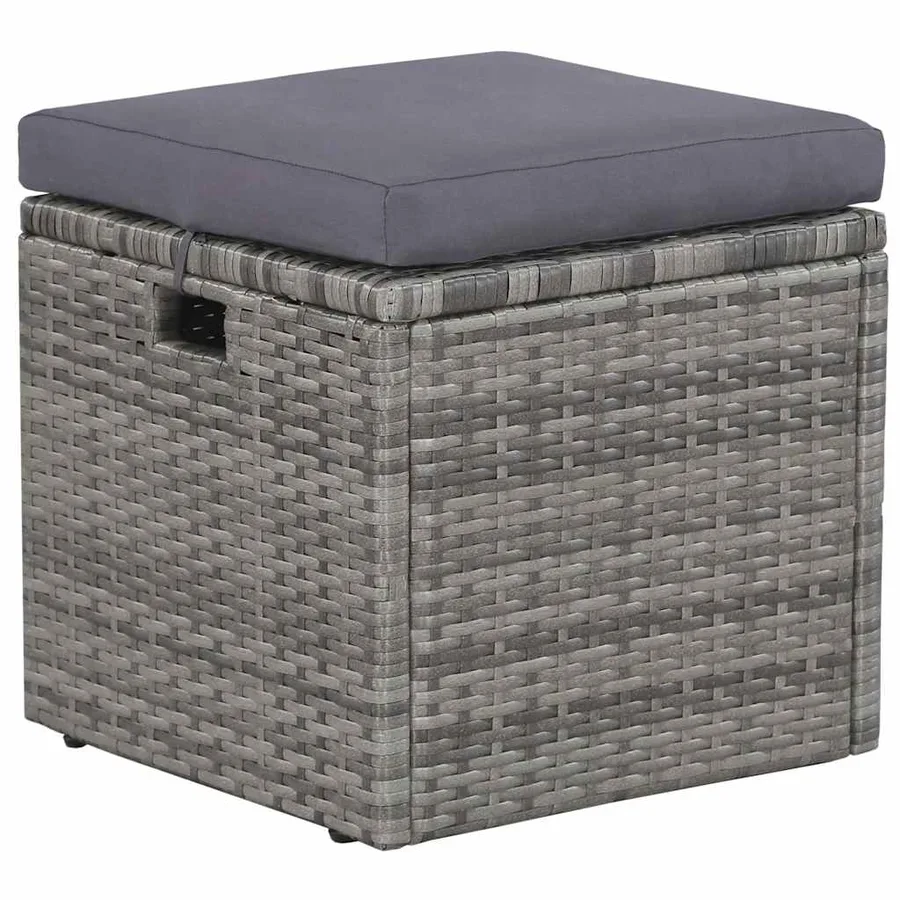 Salon de jardin 6 pcs avec coussins résine tressée gris - 7