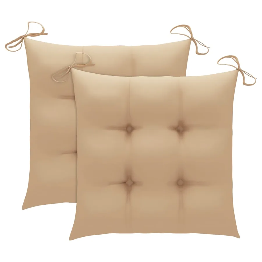 Chaise à bascule avec coussin beige Bois de teck solide - 2