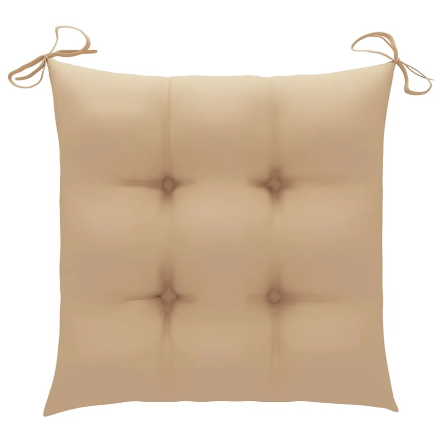 Chaise à bascule avec coussin beige Bois de teck solide - 3
