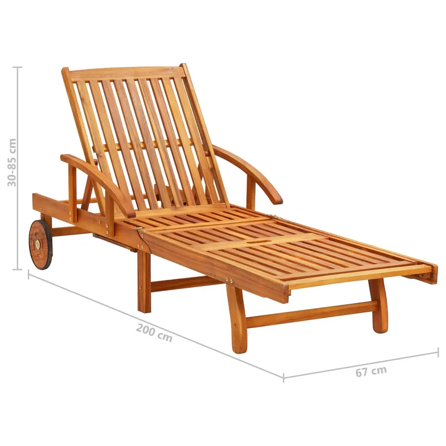Chaise longue de jardin avec coussin Bois d'acacia solide - 12