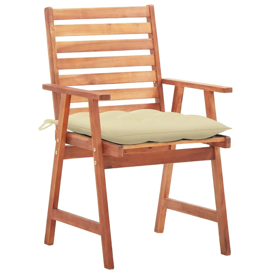 Chaises à manger d'extérieur lot de 2 et coussins Acacia massif - 2