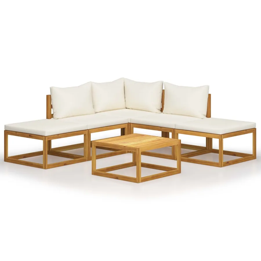 Salon de jardin 6 pcs avec coussins Bois d'acacia solide
