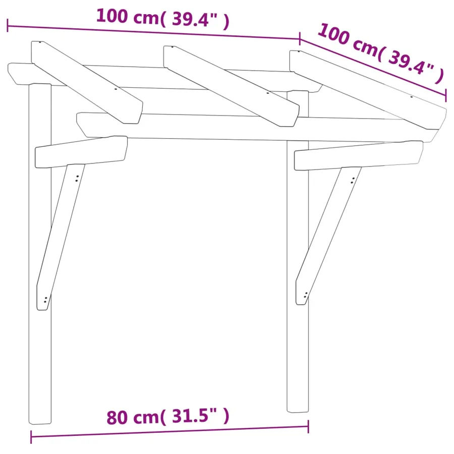 Auvent de porte 100x100x80 cm Bois de pin massif imprégné - 7