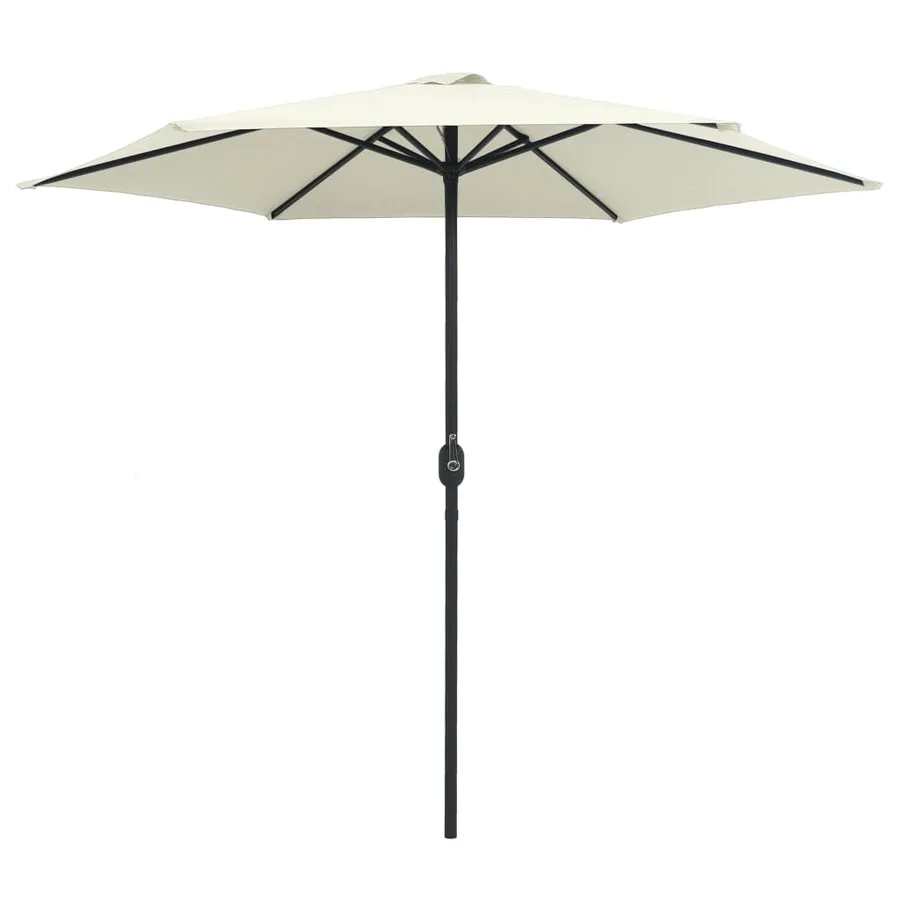 Parasol de jardin et mât en aluminium 270x246 cm Blanc sable - 2