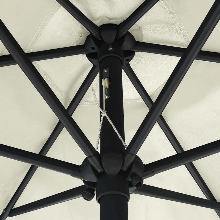 Parasol de jardin et mât en aluminium 270x246 cm Blanc sable - 5