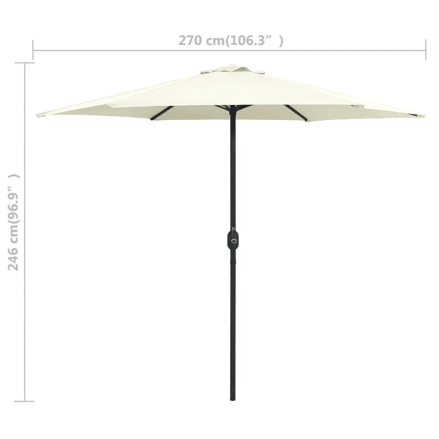 Parasol de jardin et mât en aluminium 270x246 cm Blanc sable - 6