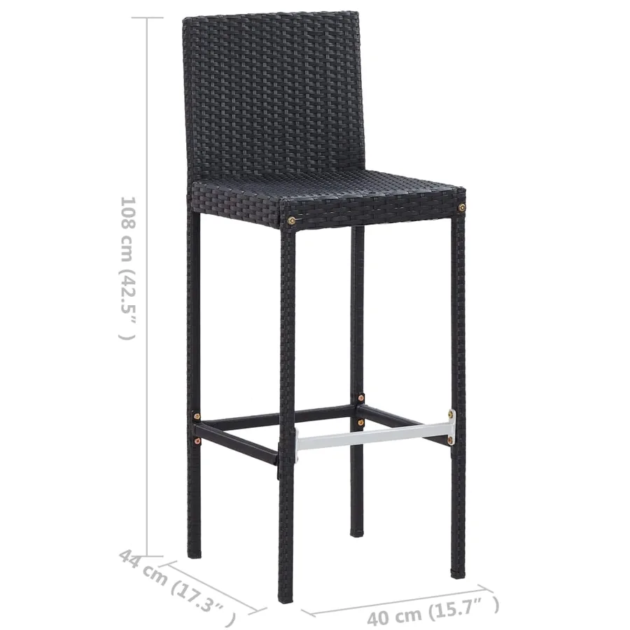 Ensemble de bar de jardin 7 pcs et coussins Résine tressée Noir - 12