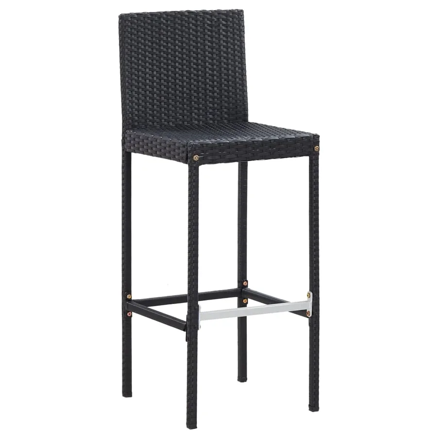 Ensemble de bar de jardin 7 pcs et coussins Résine tressée Noir - 3