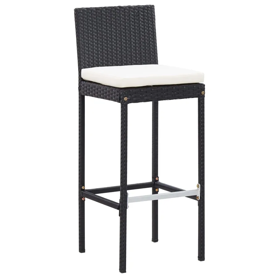 Ensemble de bar de jardin 7 pcs et coussins Résine tressée Noir - 4