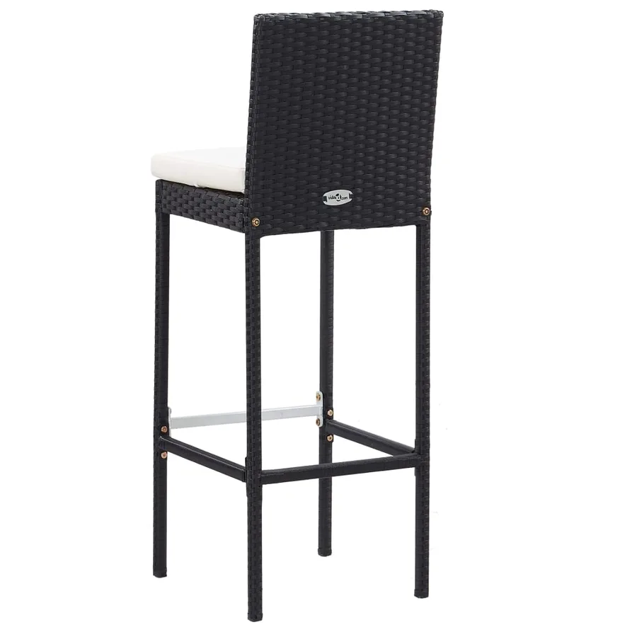 Ensemble de bar de jardin 7 pcs et coussins Résine tressée Noir - 6