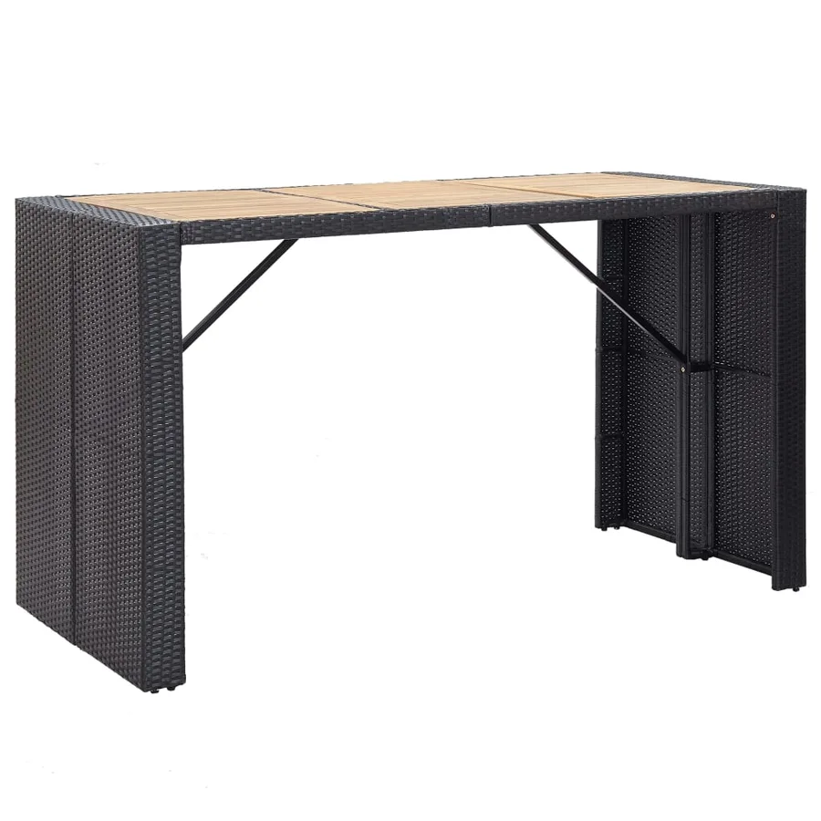 Ensemble de bar de jardin 7 pcs et coussins Résine tressée Noir - 8