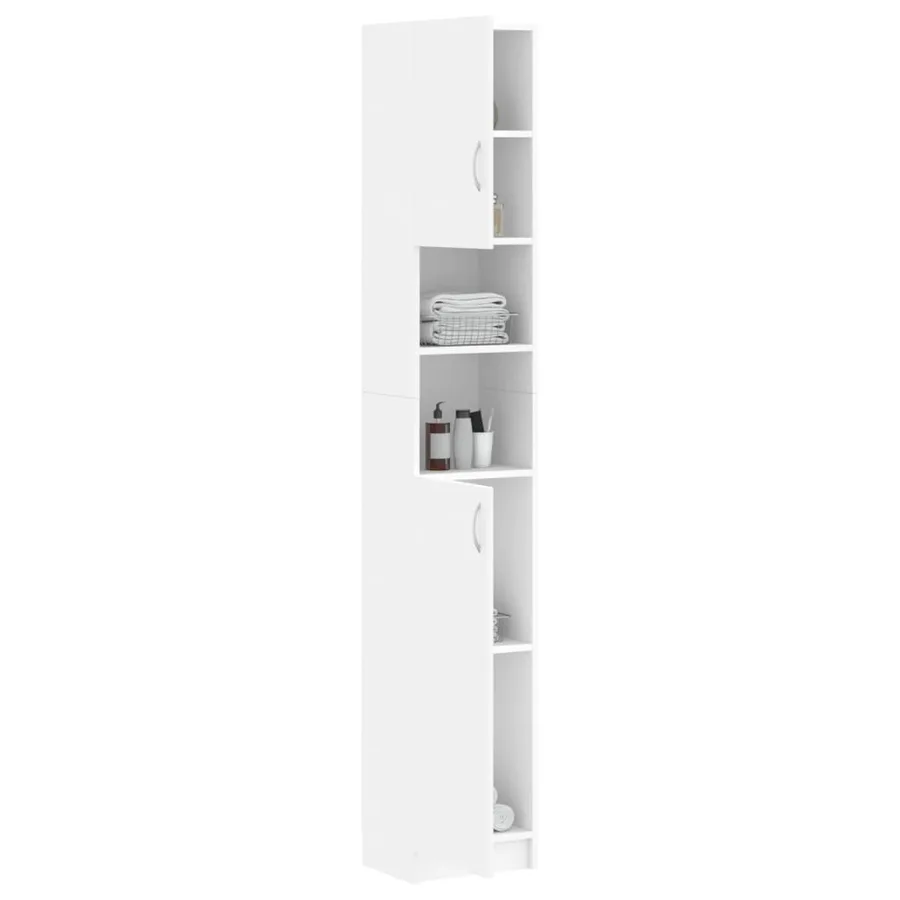 Armoire de salle de bain Blanc 32x25,5x190 cm Bois d'ingénierie - 4
