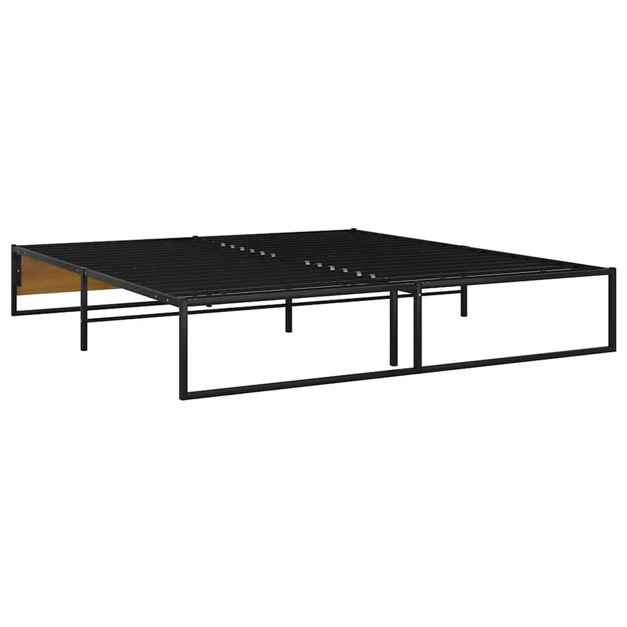 Cadre de lit sans matelas noir métal 200x200 cm - 5