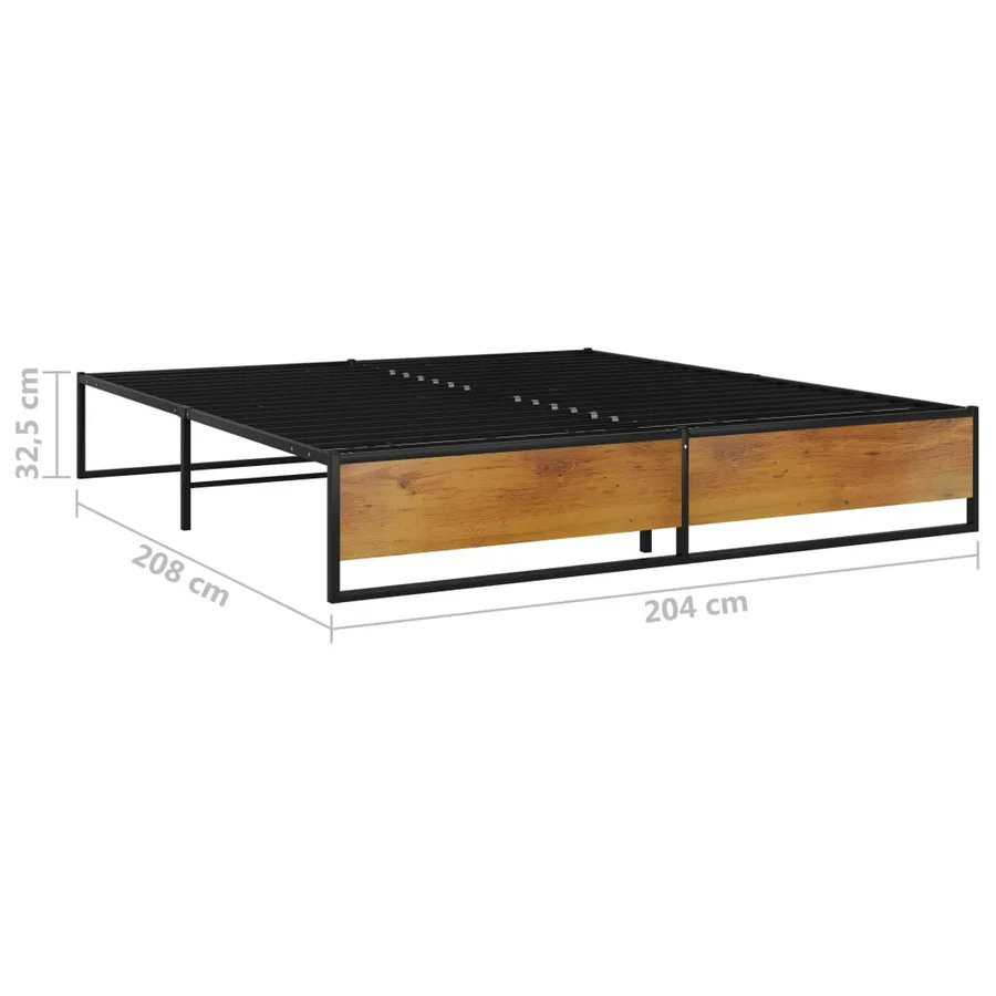 Cadre de lit sans matelas noir métal 200x200 cm - 7