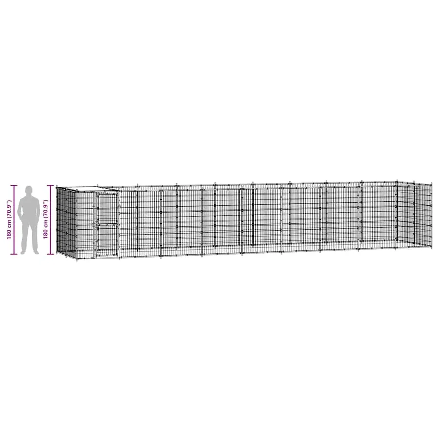 Chenil extérieur Acier galvanisé avec toit 21,78 m² - 9